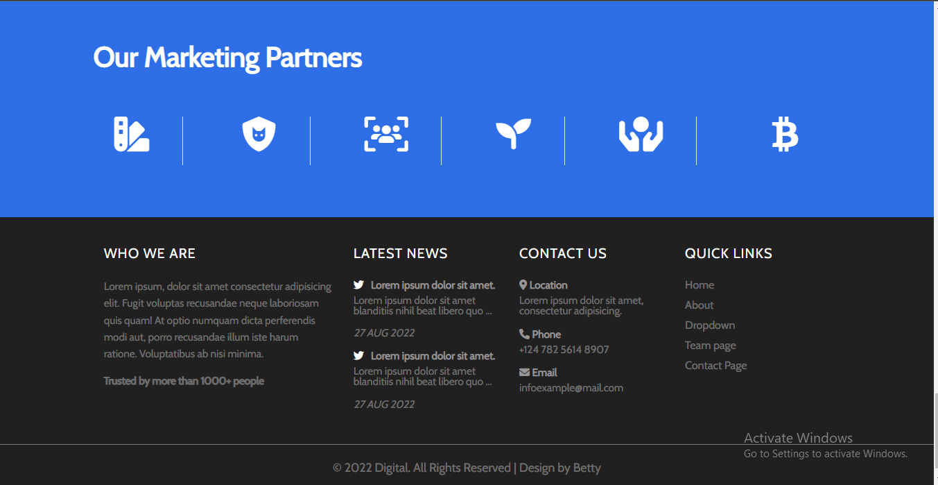 Screenshot of the Marketing project