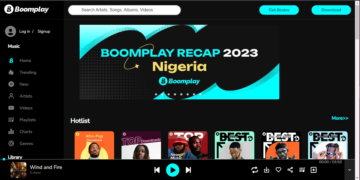 Screenshot of boomplayclone